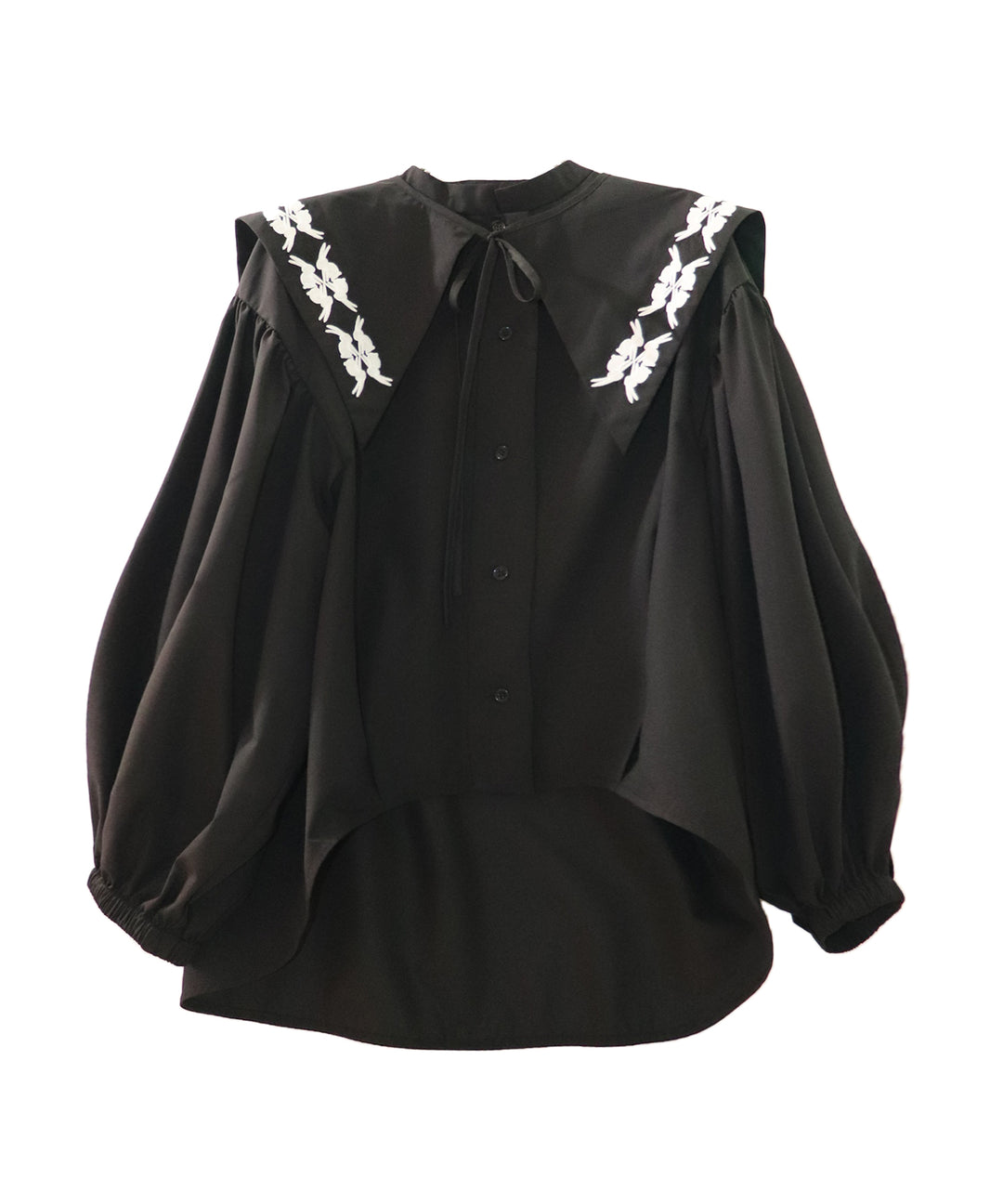 lucky charm motif big collar set blouse
