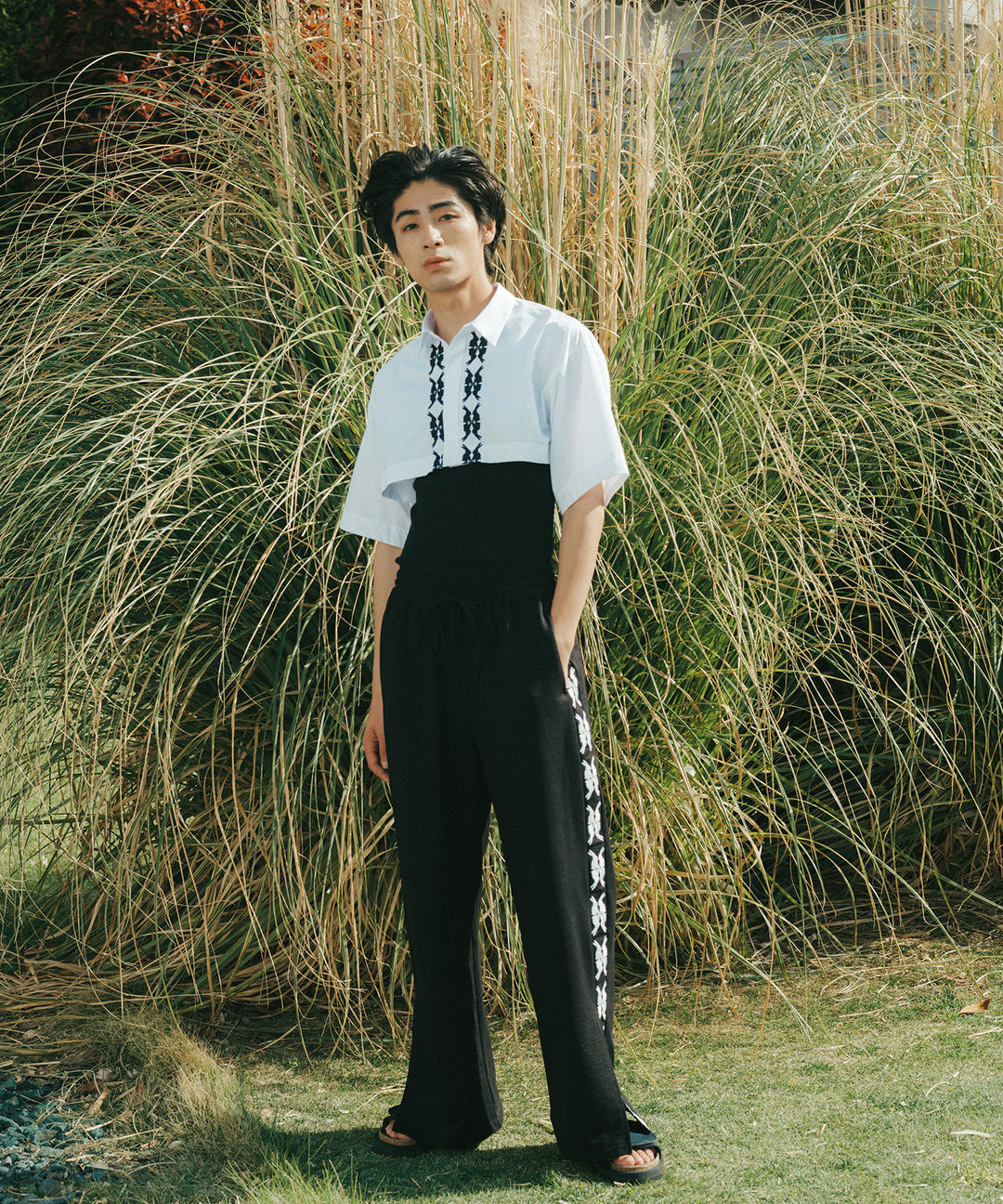 lucky charm motif Jersey line pants
