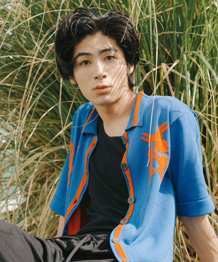 Lucky Charm Motif Knit Polo Cardigan