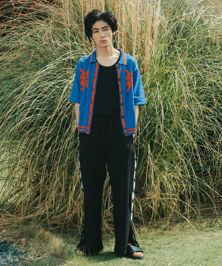 Lucky Charm Motif Knit Polo Cardigan