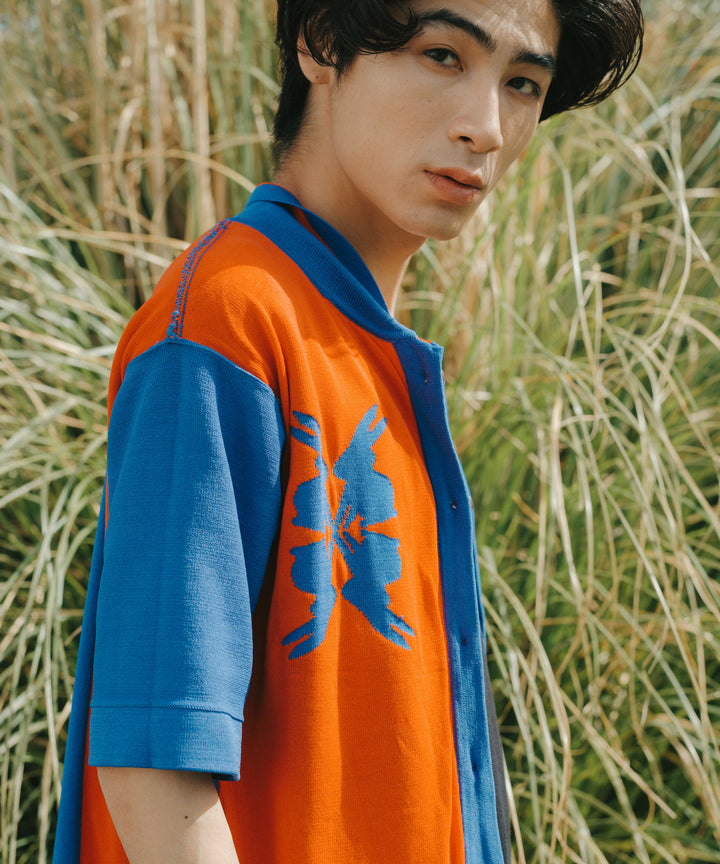 Lucky Charm Motif Knit Polo Cardigan
