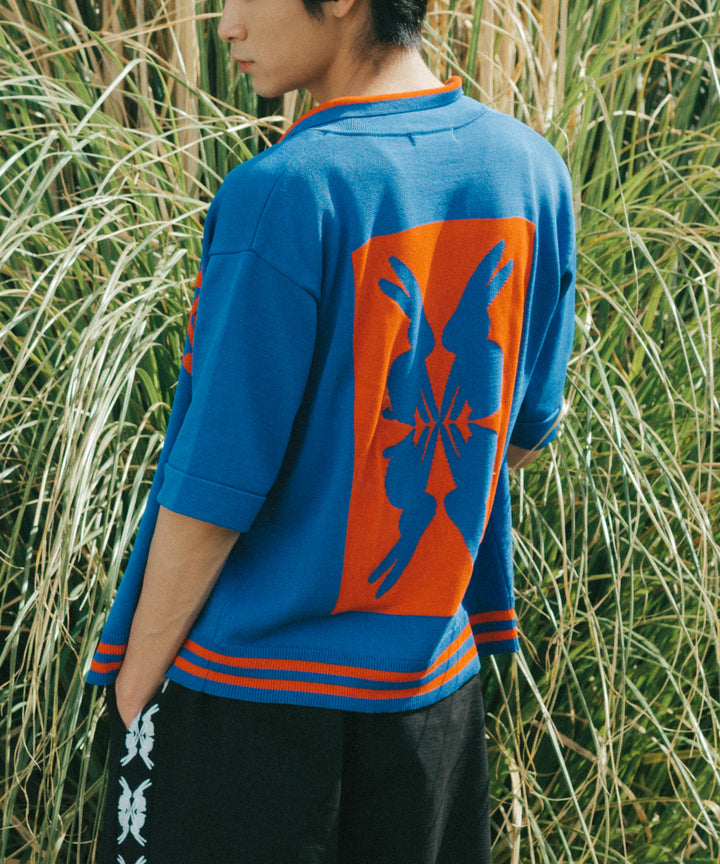 Lucky Charm Motif Knit Polo Cardigan