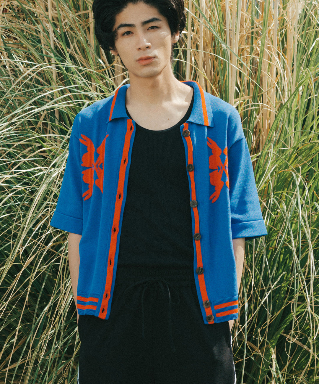 Lucky Charm Motif Knit Polo Cardigan