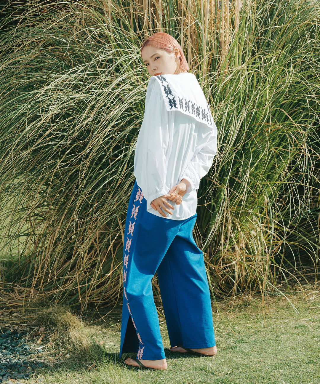 lucky charm motif Jersey line pants
