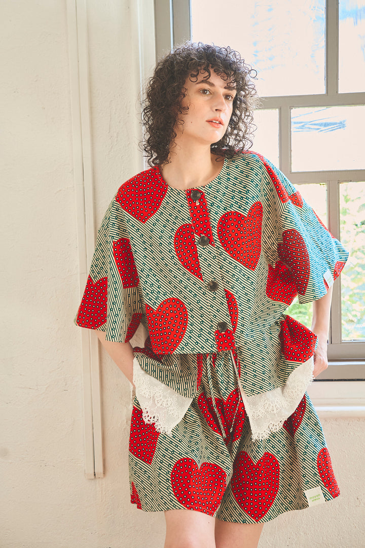 Africa collarless half sleeve shirt - SHORT