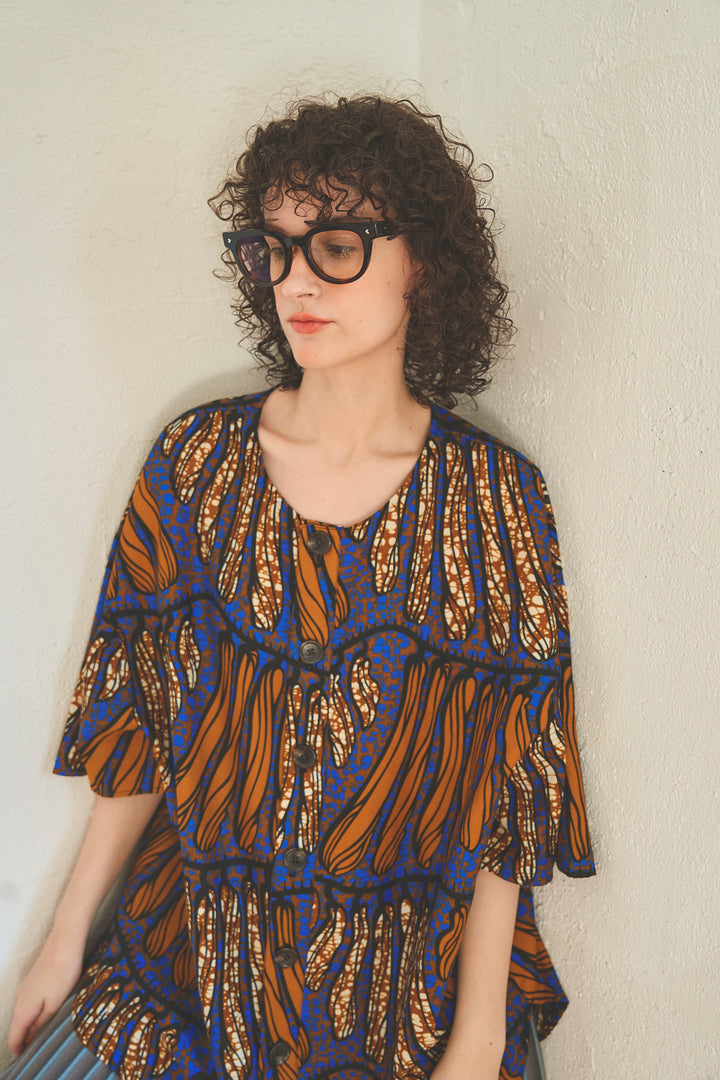 Africa collarless half sleeve shirt - LONG