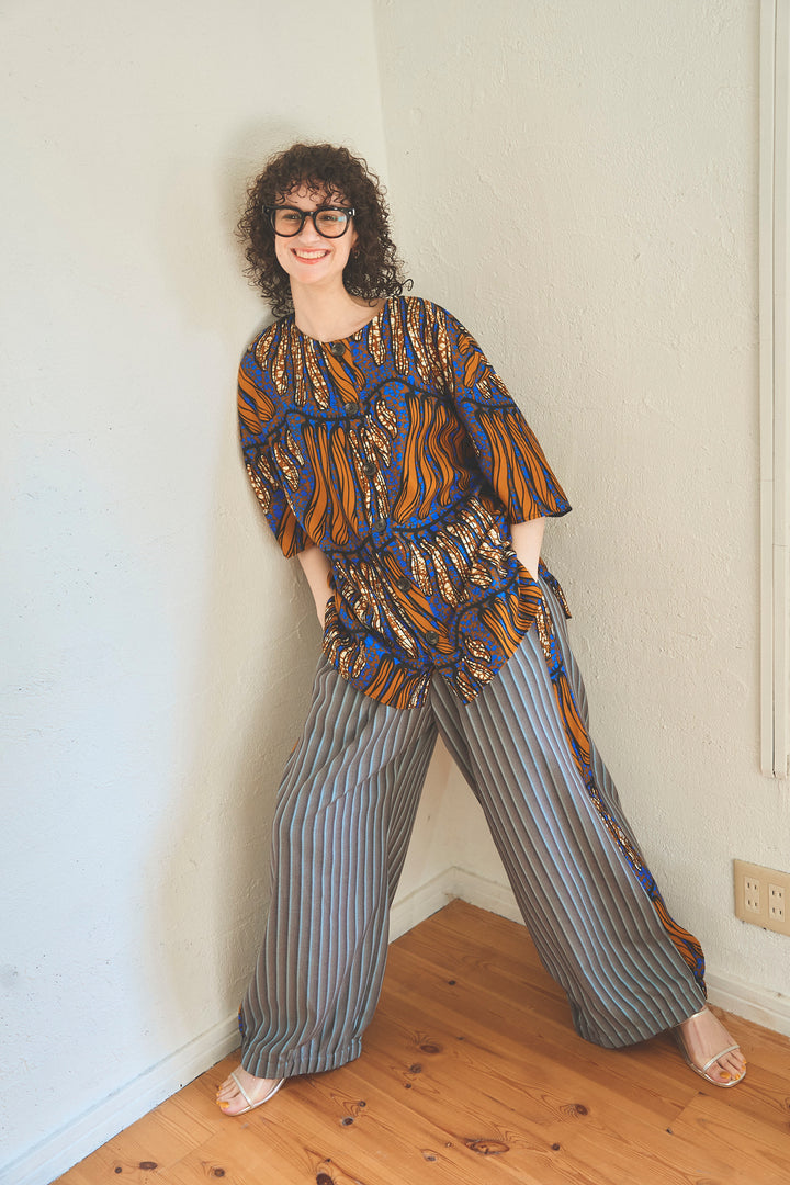 Africa collarless half sleeve shirt - LONG