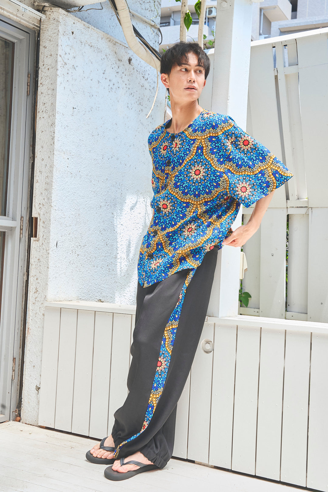 Africa collarless half sleeve shirt - LONG