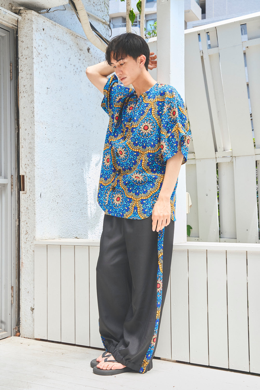 Africa collarless half sleeve shirt - LONG