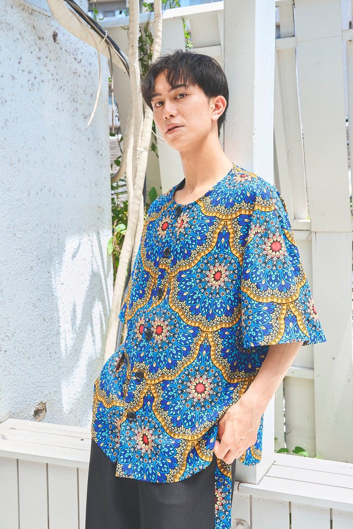 Africa collarless half sleeve shirt - LONG