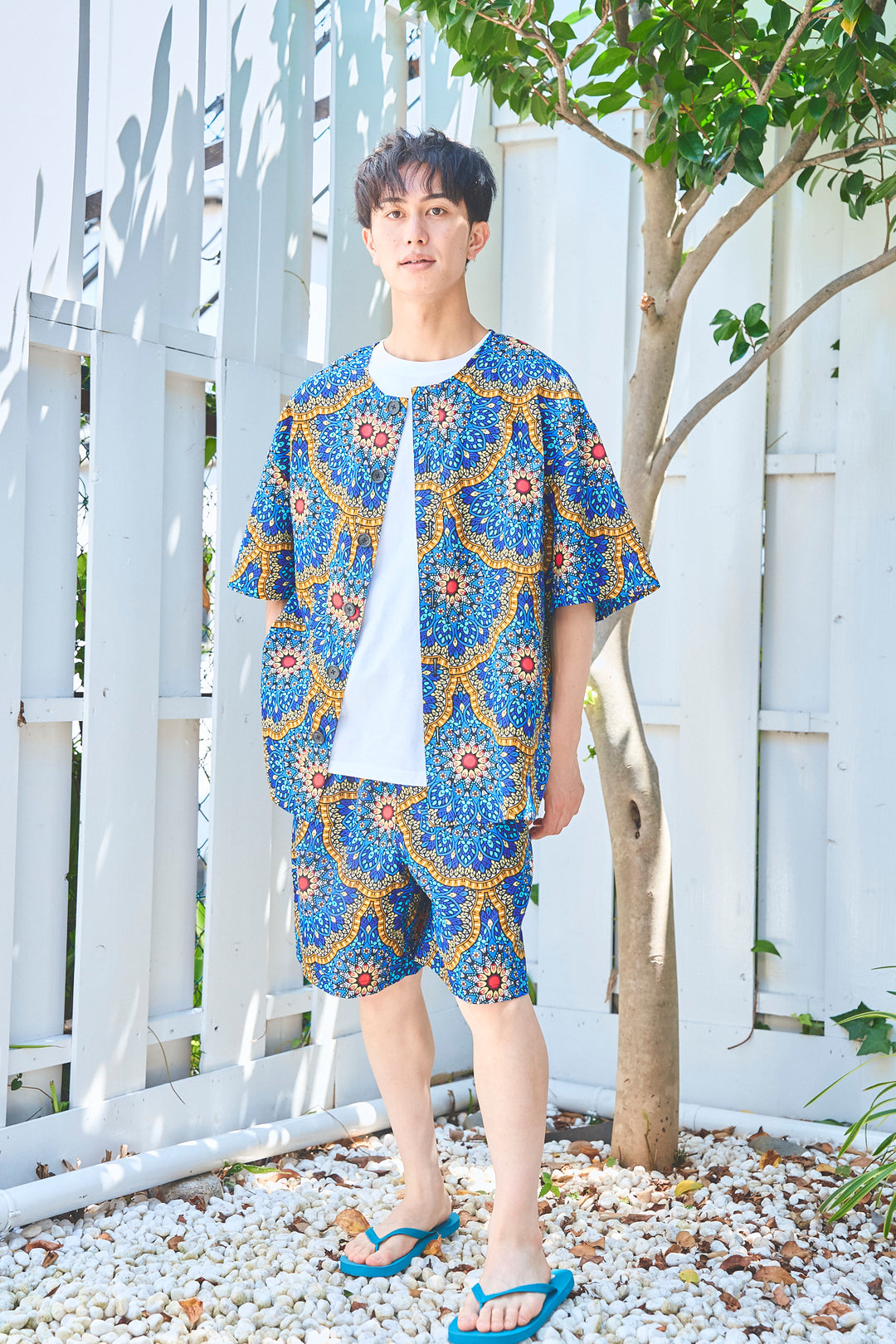 Africa collarless half sleeve shirt - LONG