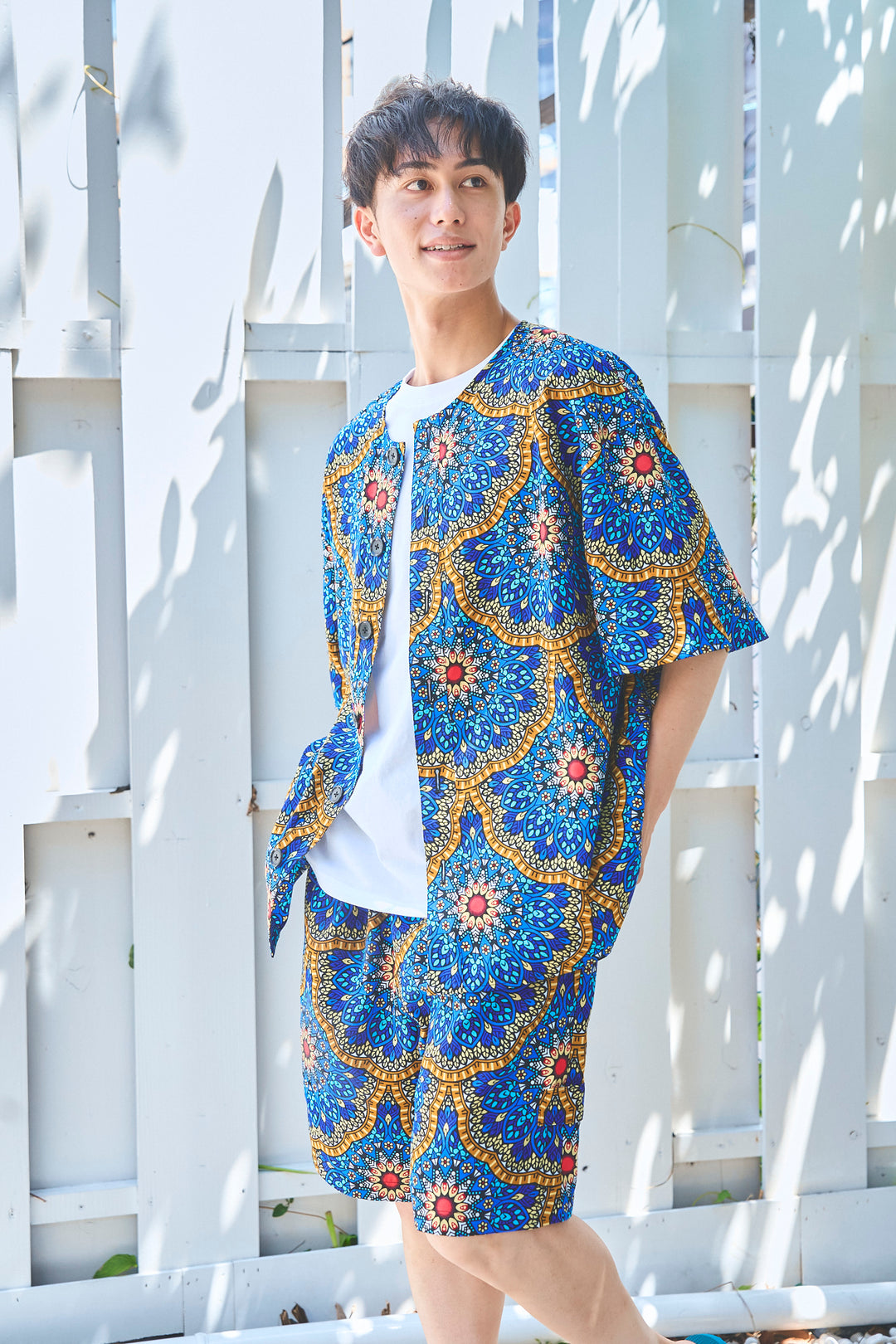Africa collarless half sleeve shirt - LONG