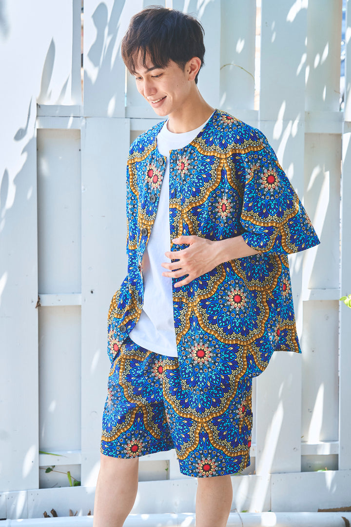 Africa collarless half sleeve shirt - LONG