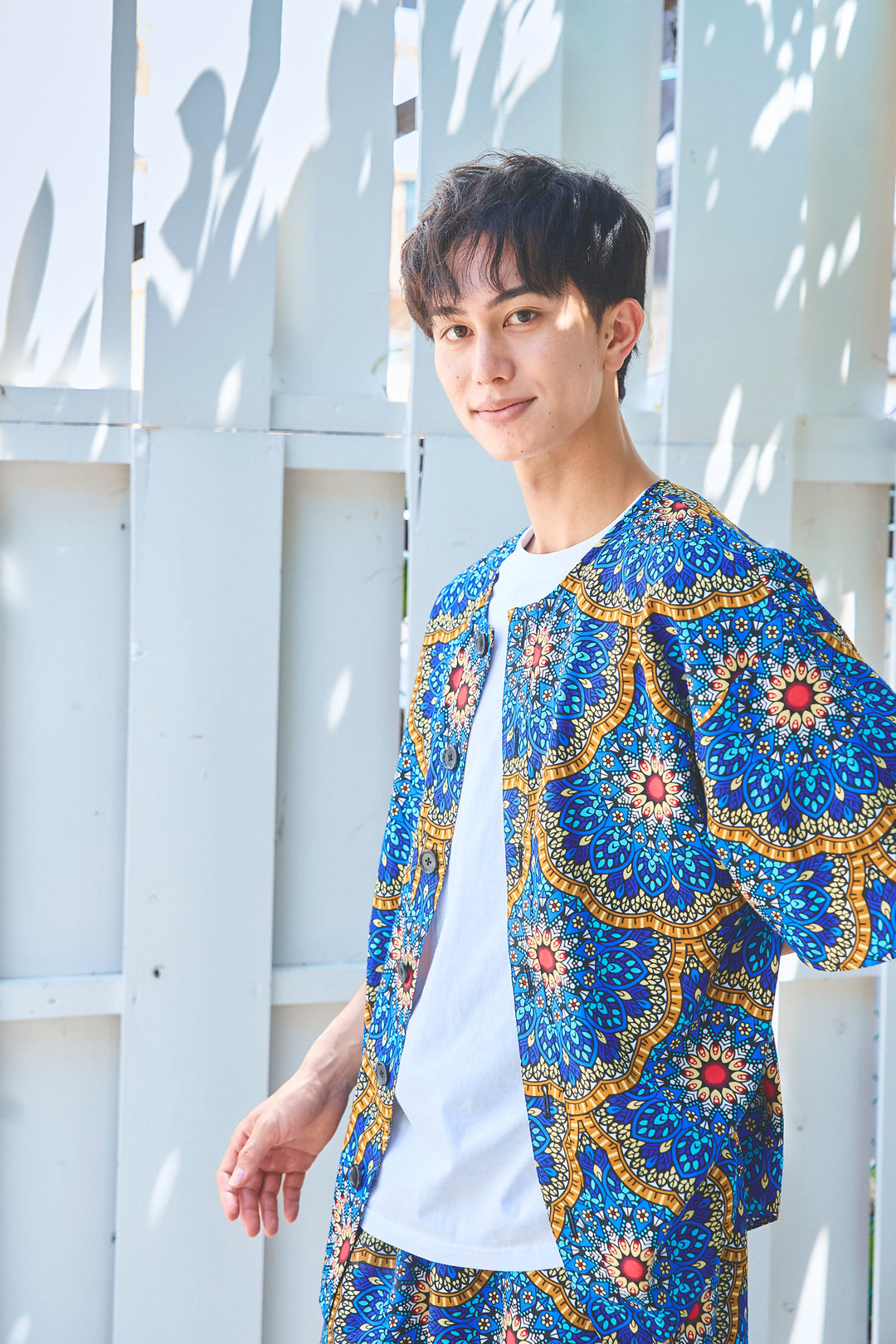 Africa collarless half sleeve shirt - LONG