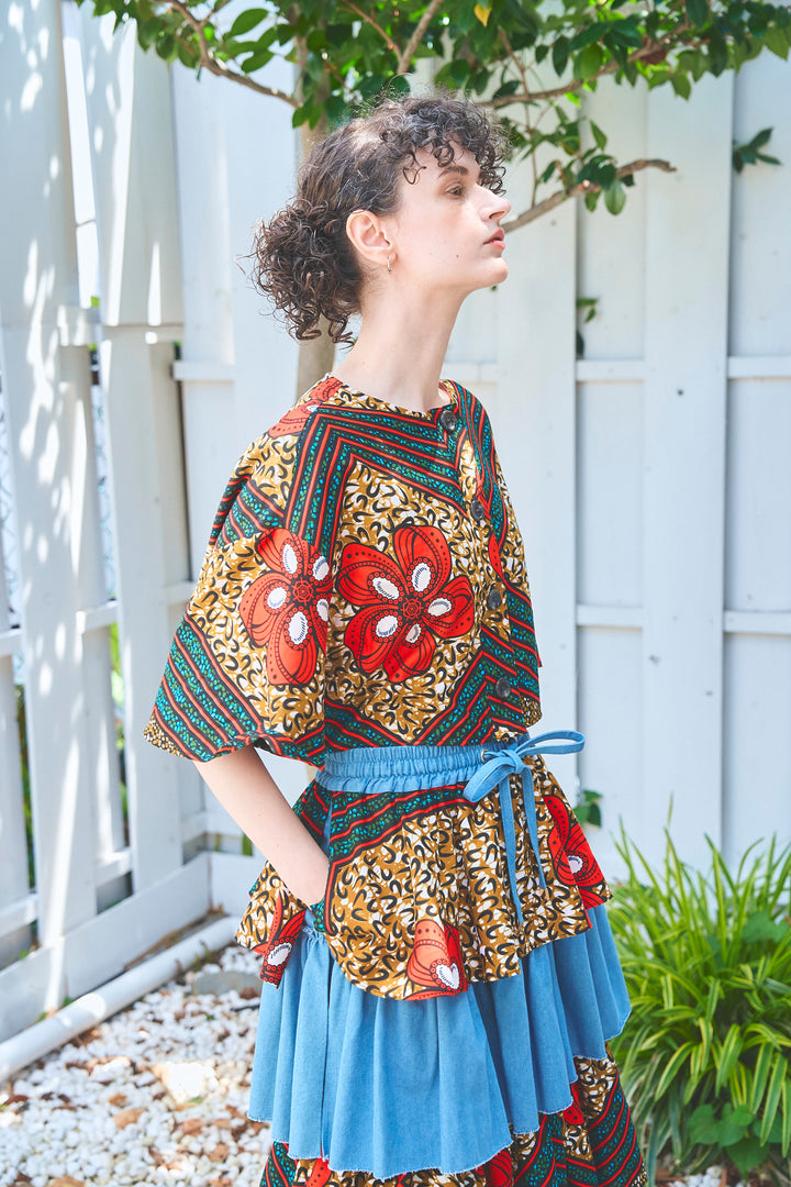 Africa collarless half sleeve shirt - SHORT