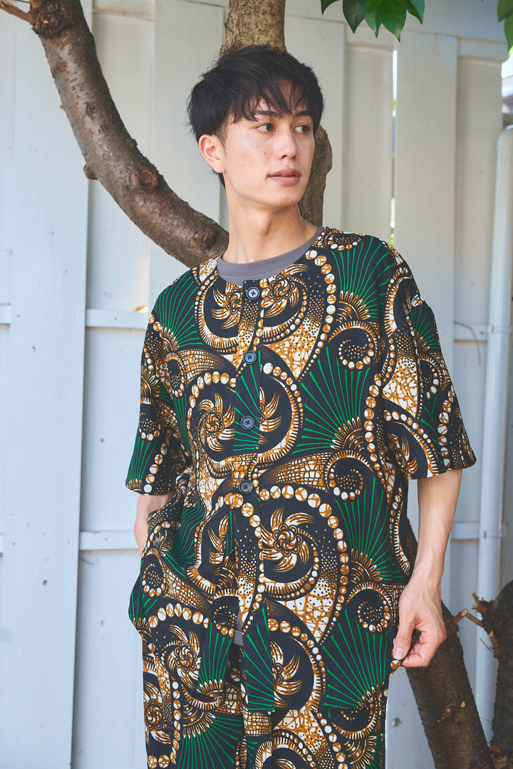 Africa collarless half sleeve shirt - LONG