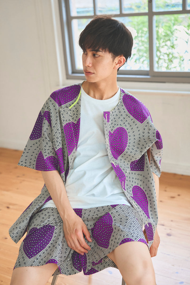Africa collarless half sleeve shirt - LONG