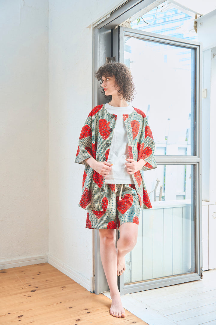 Africa collarless half sleeve shirt - LONG