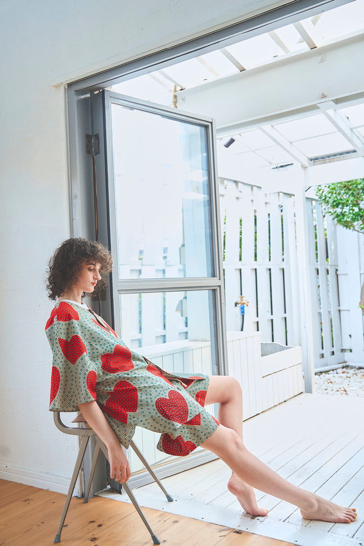 Africa collarless half sleeve shirt - LONG