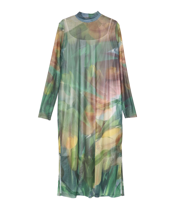 sheer flower print dress
