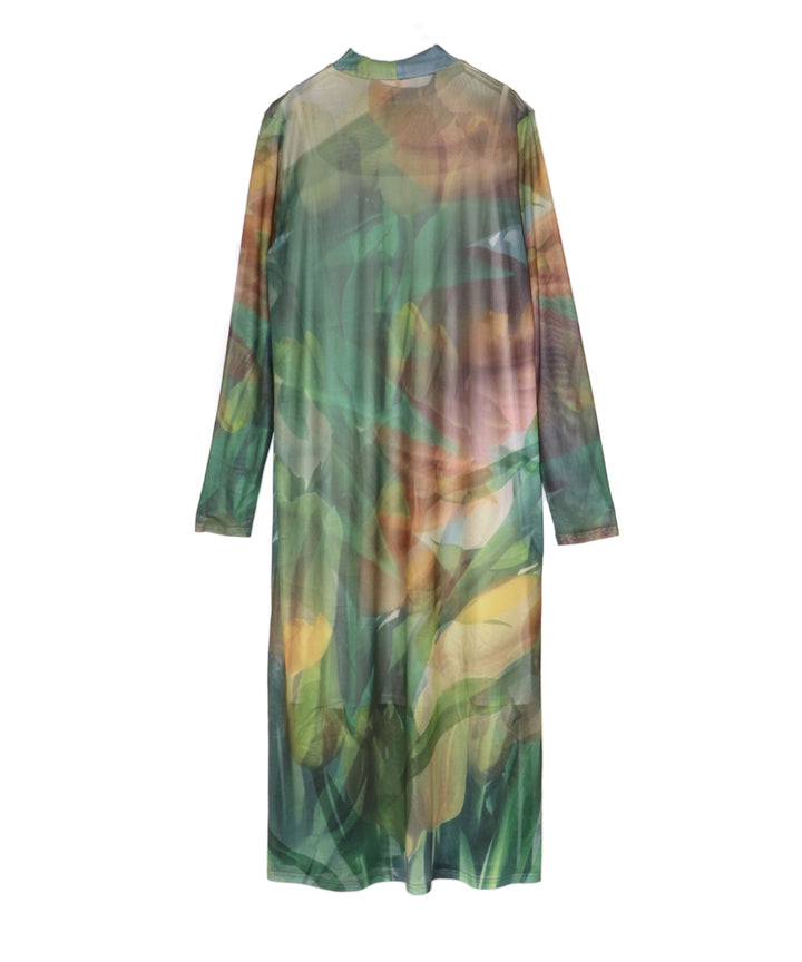 sheer flower print dress