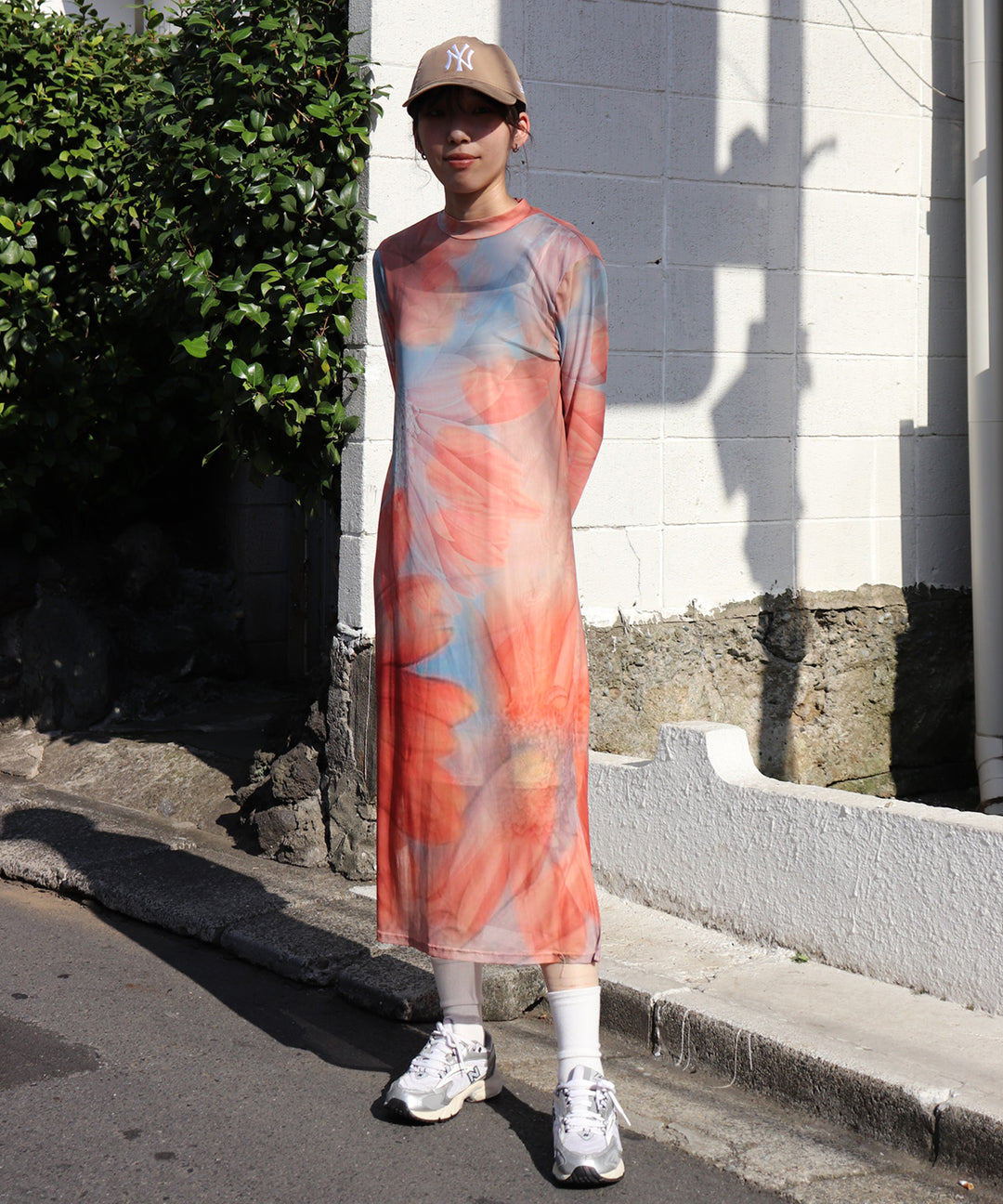 sheer flower print dress