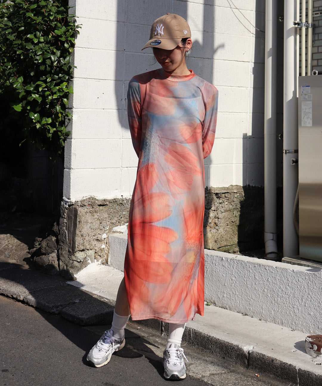 sheer flower print dress