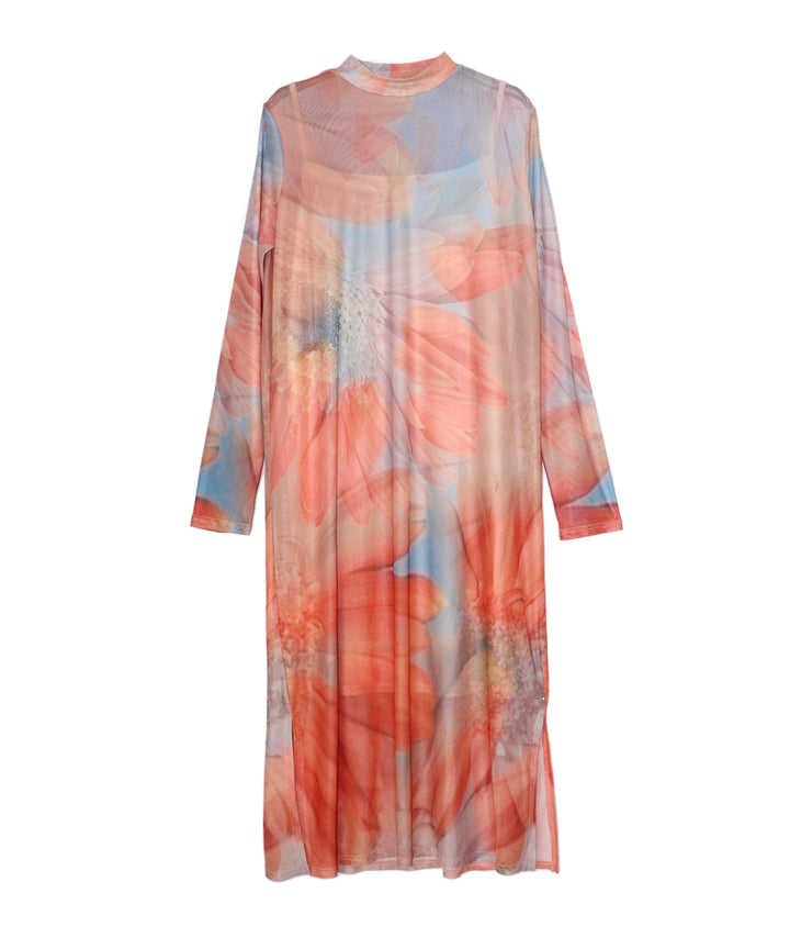 sheer flower print dress