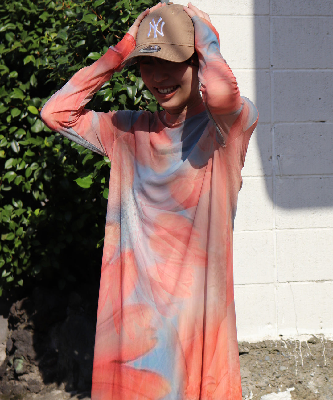 sheer flower print dress
