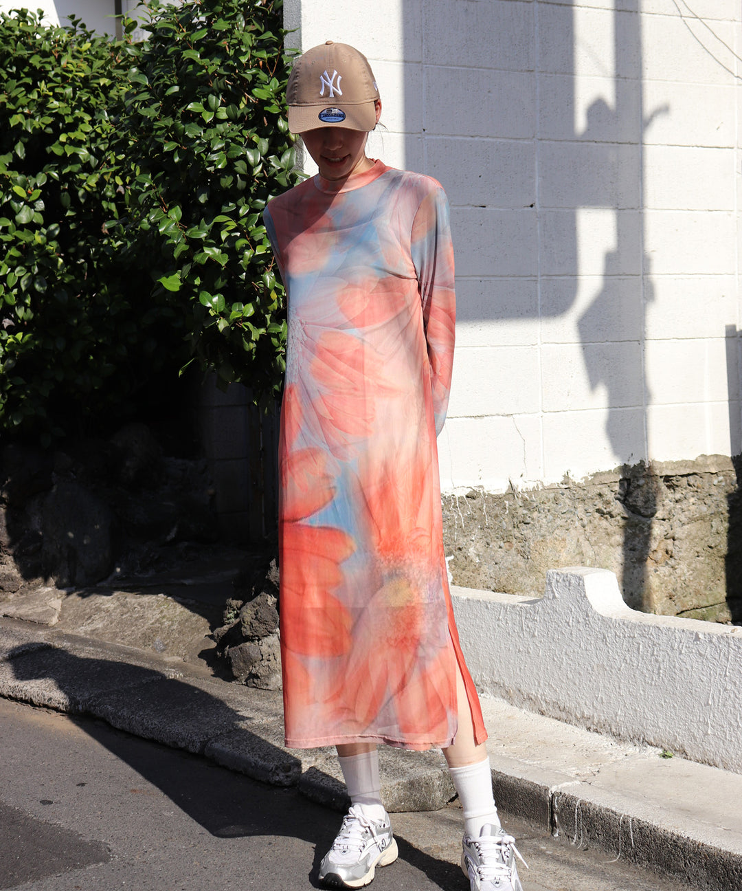 sheer flower print dress