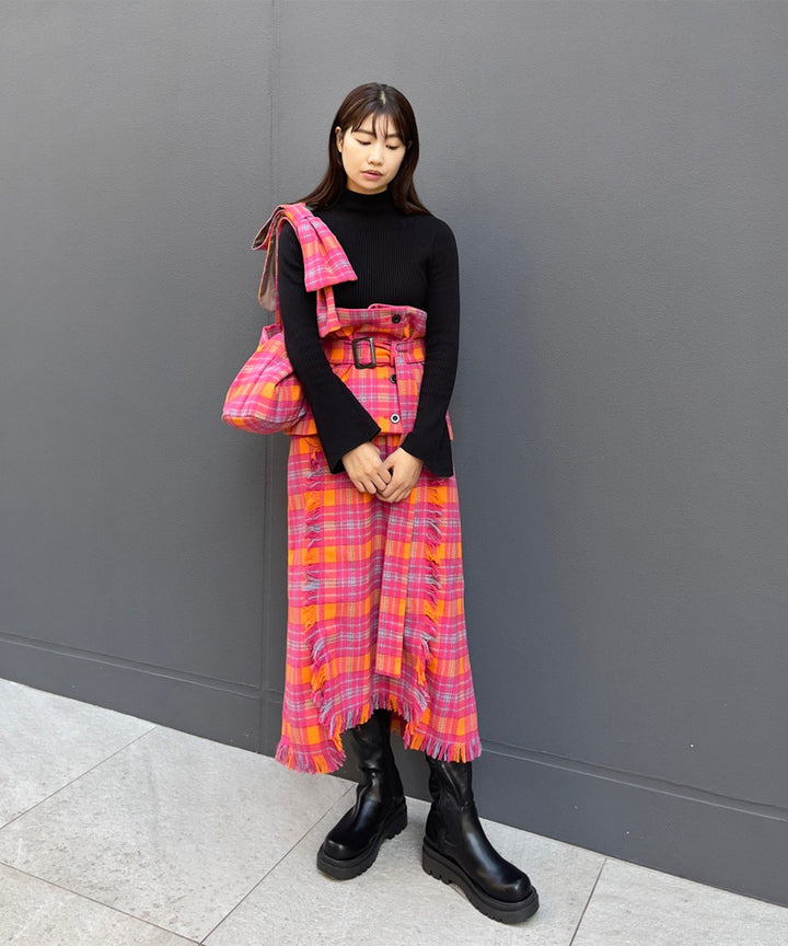 チェックリボンショルダーBAG