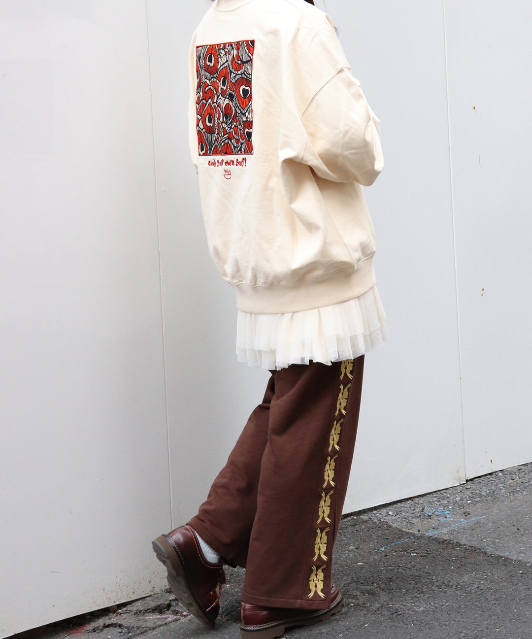 lucky charm motif Jersey line pants -2