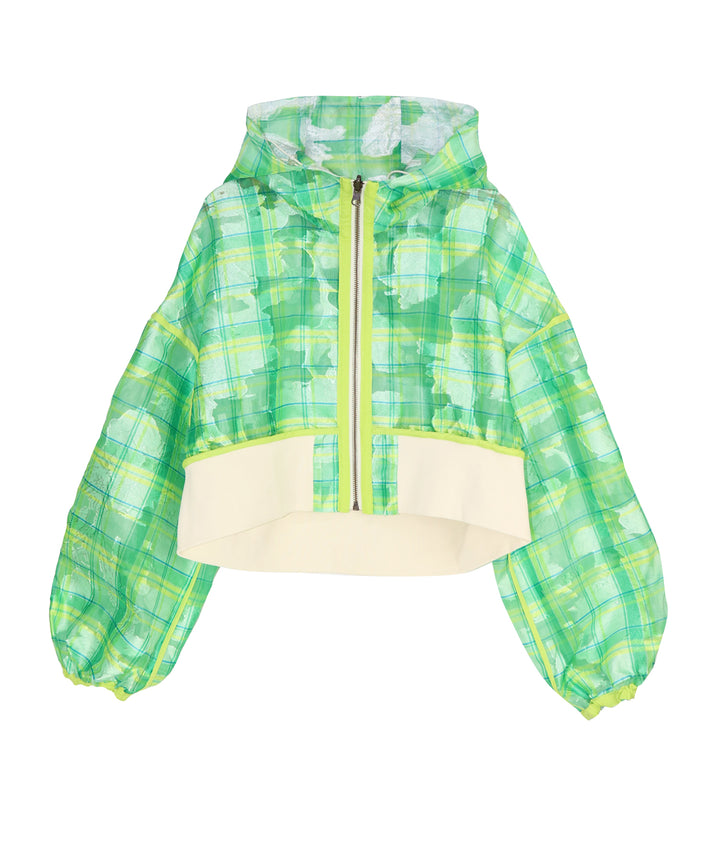 opal sheer check short blouson