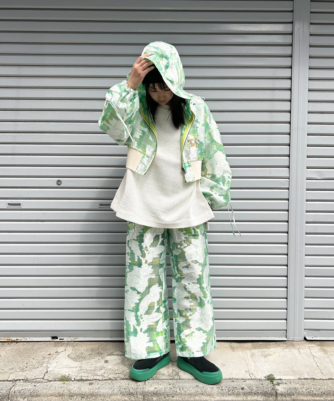 opal sheer check short blouson