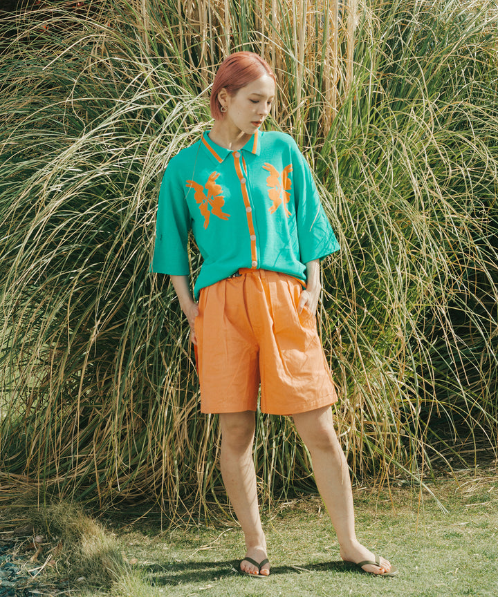 Lucky Charm Motif Knit Polo Cardigan
