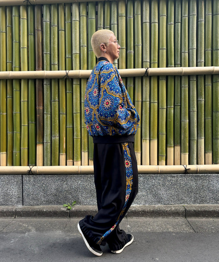 Stripe×African fabric reversible blouson