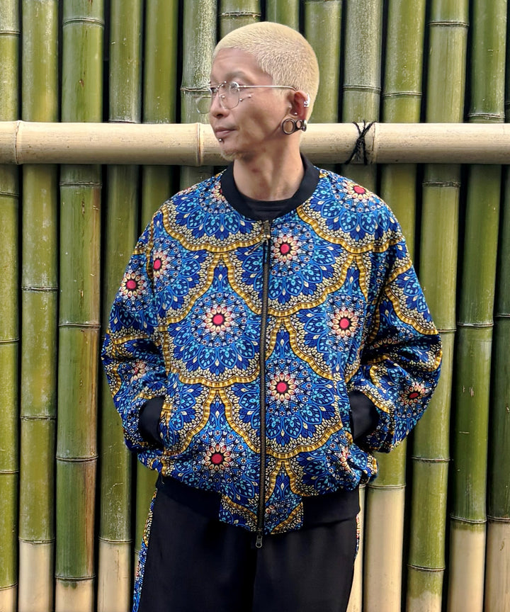 Stripe×African fabric reversible blouson