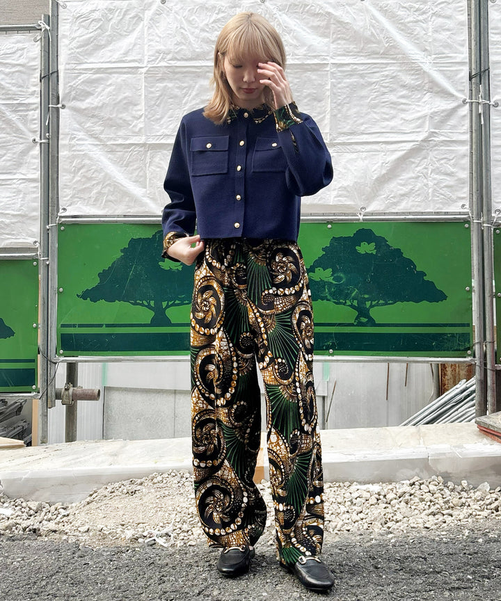 Shirt layered like knit cardigan