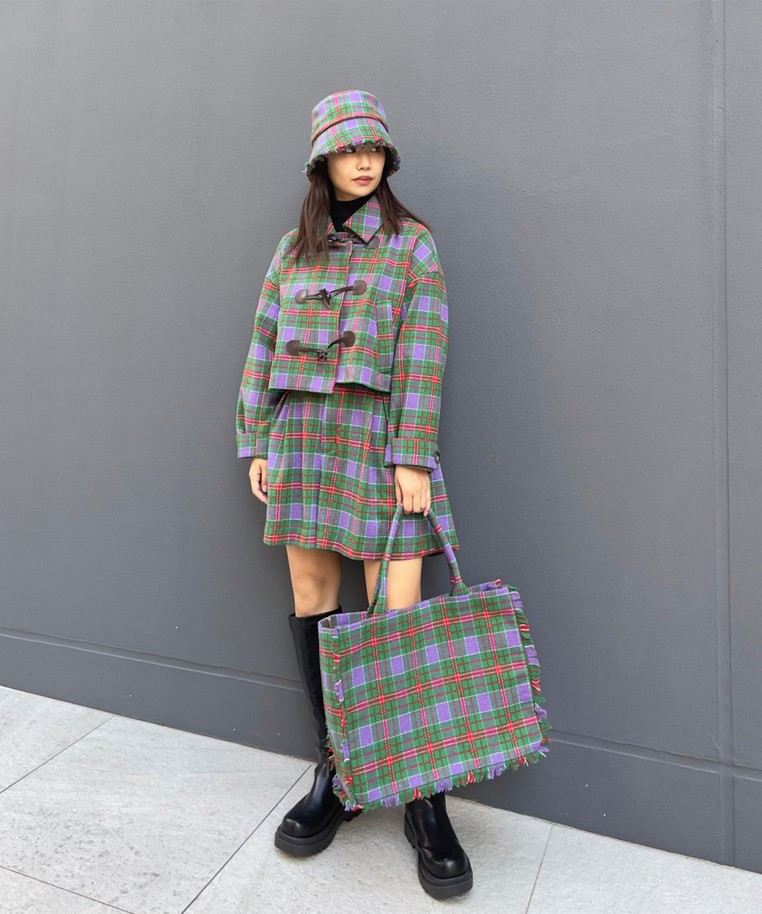 チェックキュロットパンツ