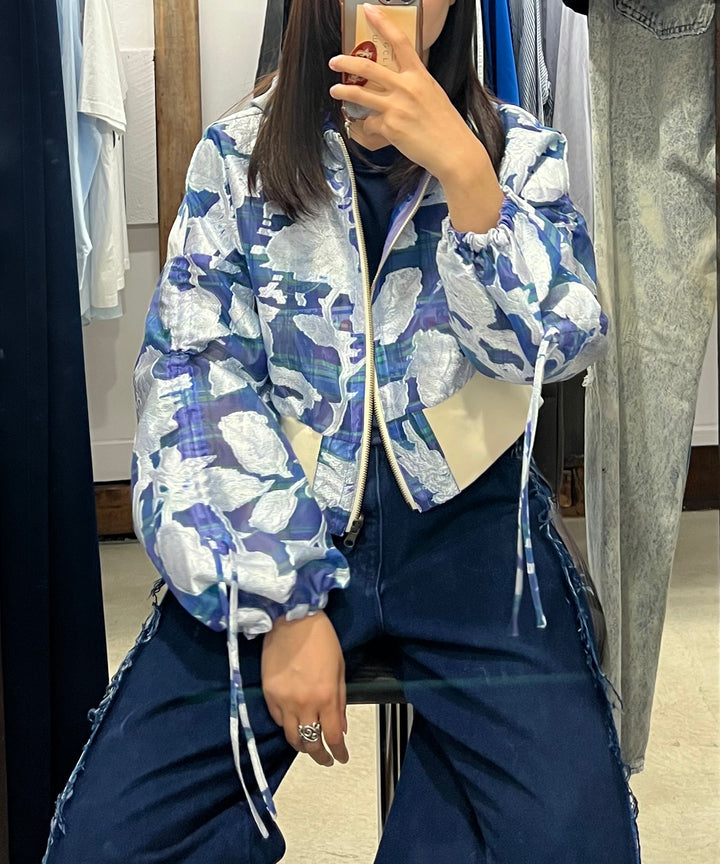 opal sheer check short blouson