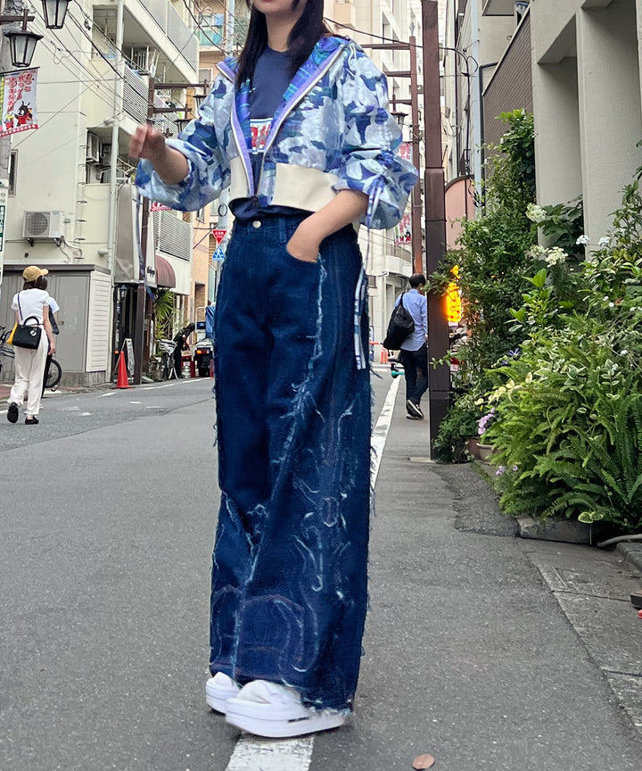 opal sheer check short blouson