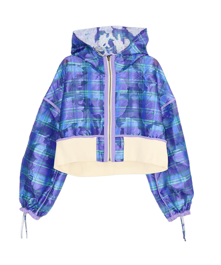 opal sheer check short blouson