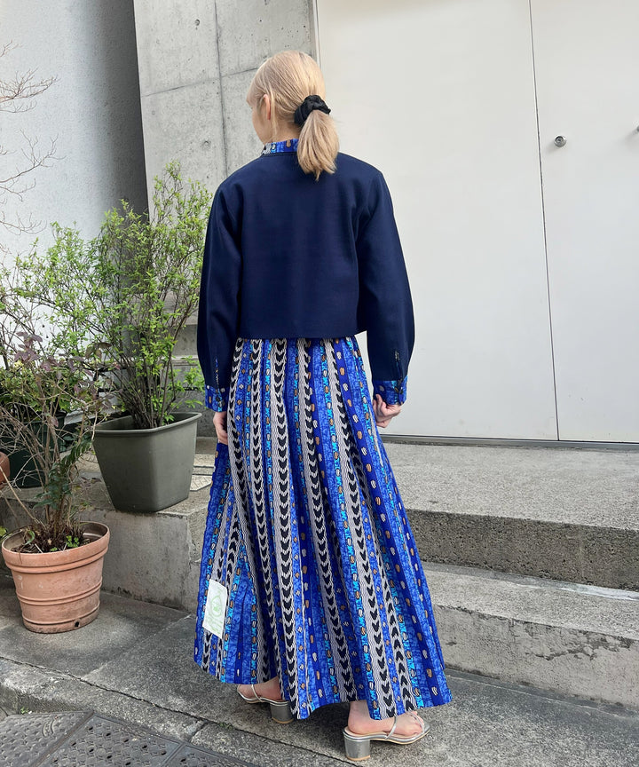 Shirt layered like knit cardigan