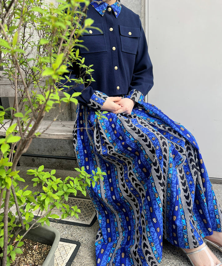 Shirt layered like knit cardigan