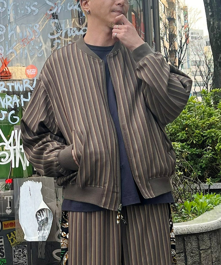 Stripe×African fabric reversible blouson