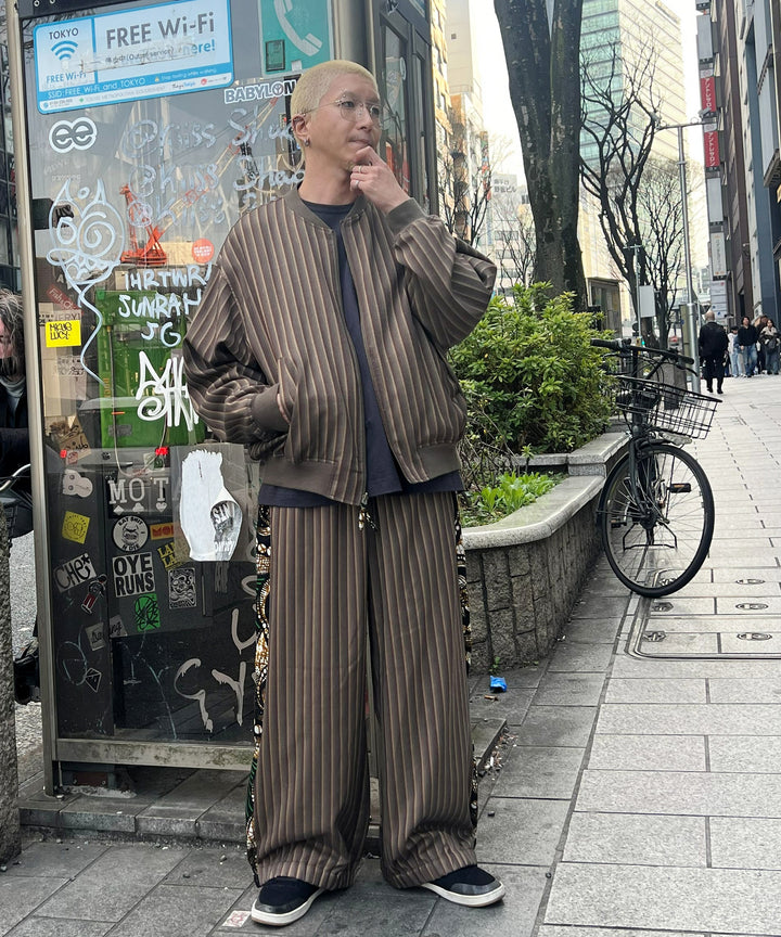 Stripe×African fabric reversible blouson