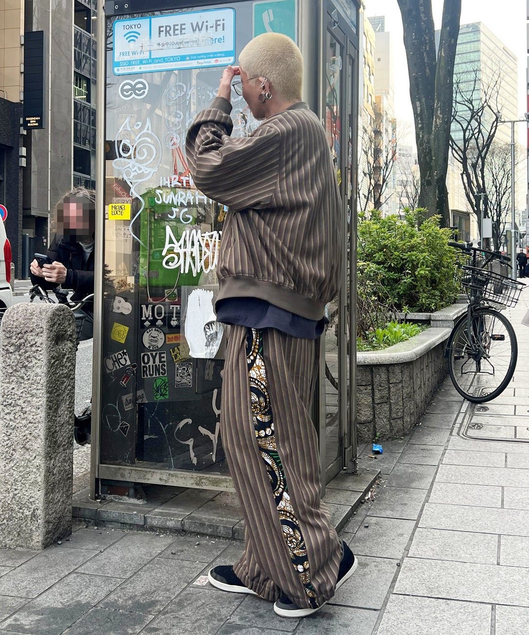 Stripe×African fabric reversible blouson