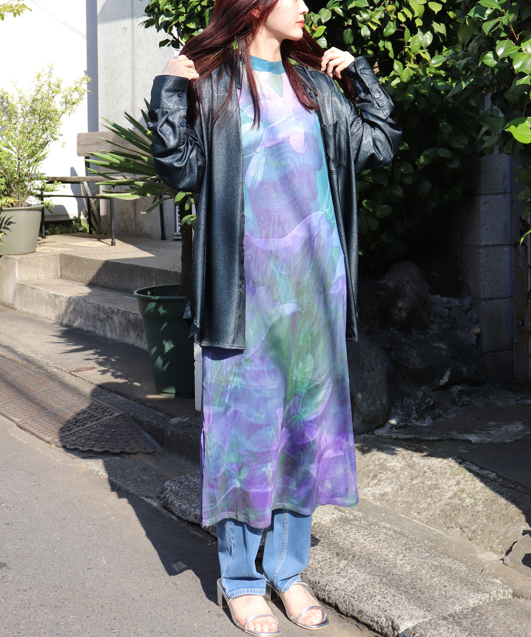 sheer flower print dress