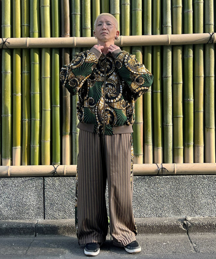 Stripe×African fabric reversible blouson