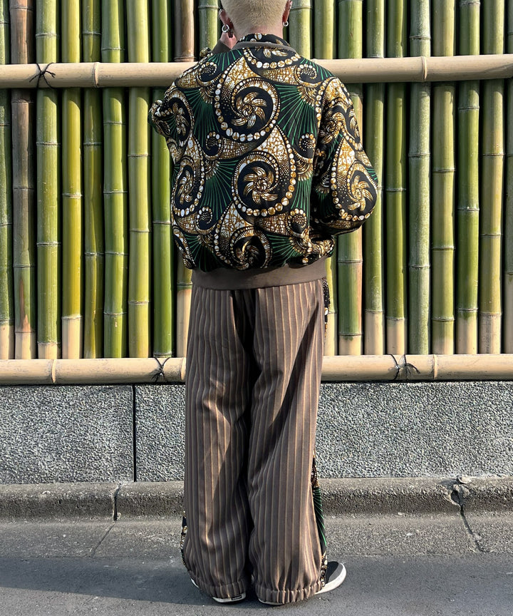 Stripe×African fabric reversible blouson